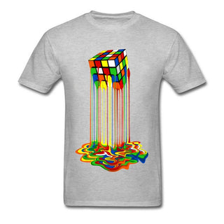 Buy grey Rubik&#39;s Cube Men And Women T-shirt