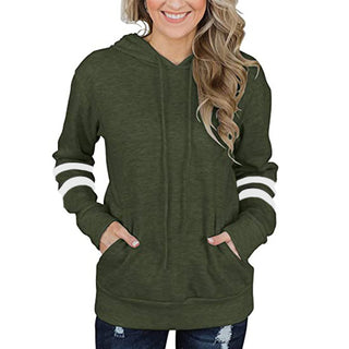 Buy green Striped Loose Cotton Hoodie