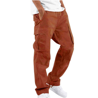 Buy orange Men&#39;s Drawstring Multi-pocket Casual Pants