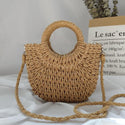 Circular Handled Carryon Straw Crossbody Bag