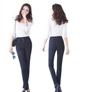 Stretchable High Rise Button-up Plush Thickened Jeans