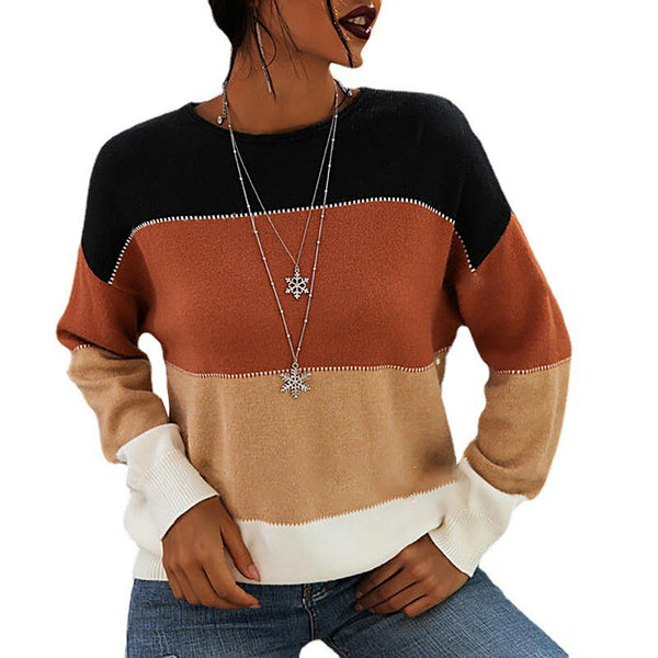 Long-Sleeved Round Neck Knitted Sweater