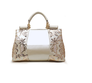 Buy gold Women Floral Shiny Luxury Handbag