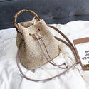 Bamboo Bucket Hand and Shoulder Straw Bag