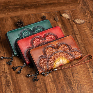 Women First layer Cowhide Long Wallet