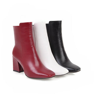 Women Thick Heeled Leather Boots