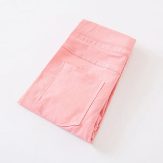 Buy pink Woven Cotton Mid Waist Jeggings