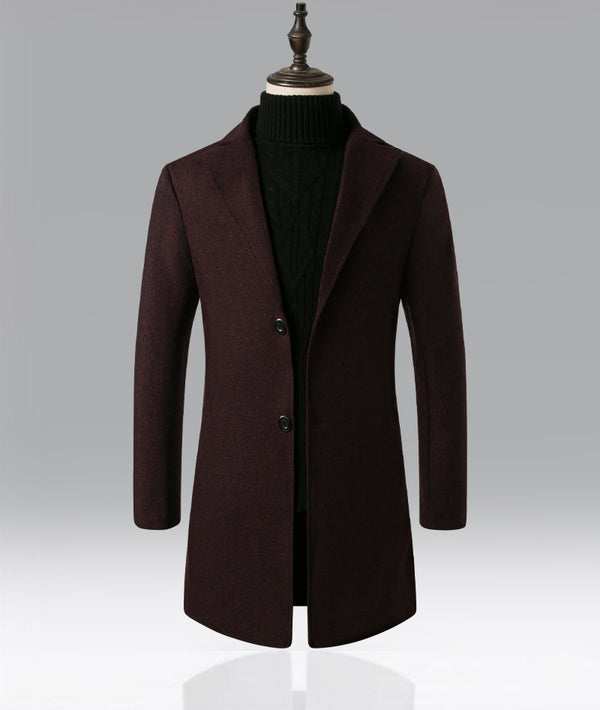 Men Snowflake Trench Mid-length Woolen Coat