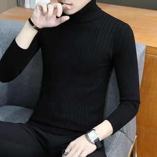 Buy black Men Slim-fit High Neck Sweater