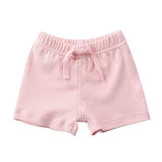 Buy pink Elastic Waist Solid Colored Cotton Shorts