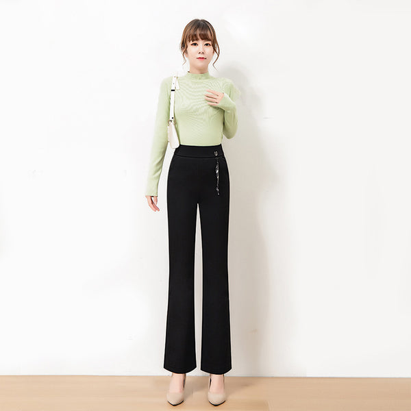 Micro Flared High Waist Drape Dress Pants