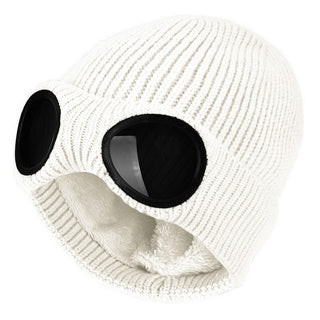 Buy white Knitted Glasses Ear Protection Wool Hat