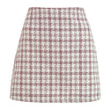 Woolen High-waisted Retro Grid A-line Skirt