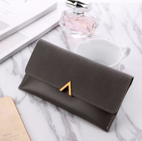 Women V-Clipped Leather Wallet