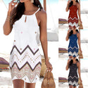 Halter Neck Printed Sleeveless Casual Dress