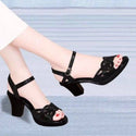 Mid-heel Rhinestone Sandal Strap Heels