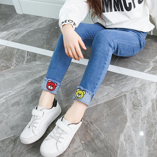 Buy bear-head Embroidered Casual Denim Trousers