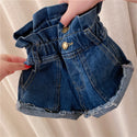 Girls Ruffled Denim Shorts