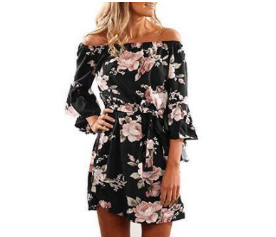 Women Printed Loose Belt Dress