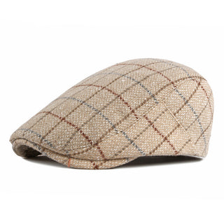 Men Retro Plaid Wool Hat