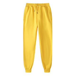 Buy yellow Unisex Cotton Solid Color Mid Waist Sweat Pants