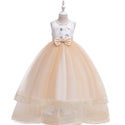 Girls Embroidered Net Yarn Long Skirt Dress