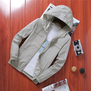 Buy gray Men Lightweight Breathable Outdoor Jacket