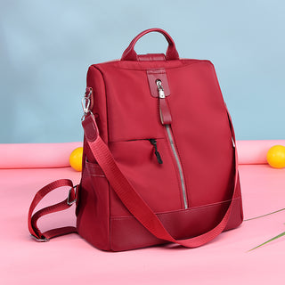 Buy red Canvas Oxford Contrasting-Colours Travel Backpack