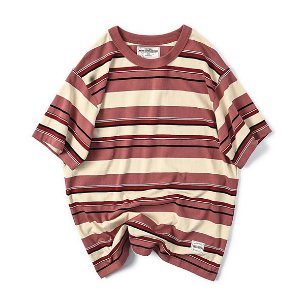 Men Cotton Round Neck Striped T-Shirt