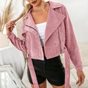 Corduroy Casual Side Zip Short Jacket