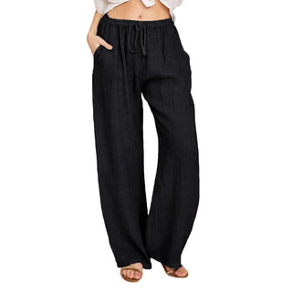 Buy black Elastic Waist Loose Jogger Pants With Pockets