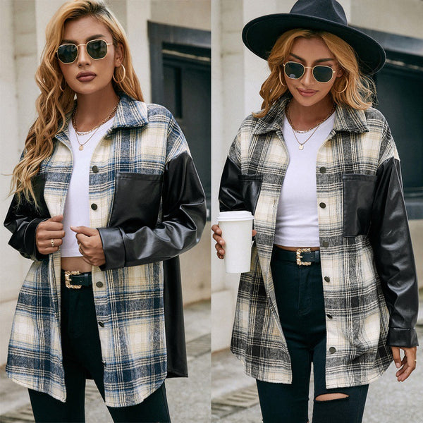 Casual Double Pocket Plaid Jacket