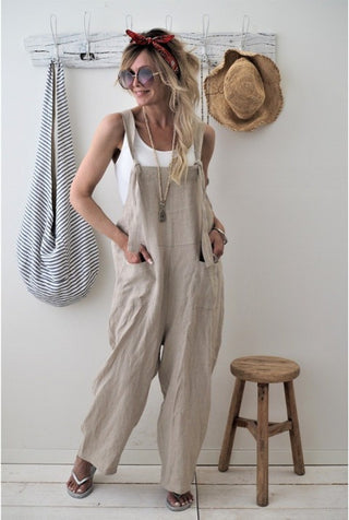 Buy apricot Casual Plus Size Overalls With Pockets In Multicolor