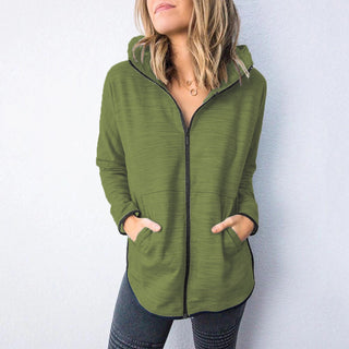 Buy army-green Women Outerwear Sports Hoodie