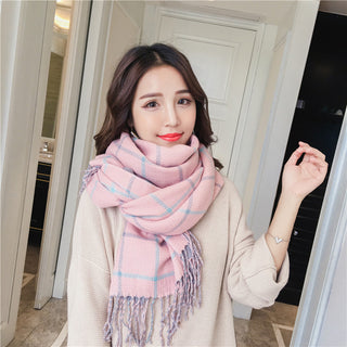 Women Double-Sided Plaid Scarf