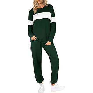 Buy green Round Neck Striped Two Piece Sweater &amp; Pants Set