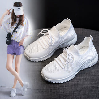 Buy white Flying Woven Mesh All-match Sneakers