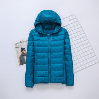 Buy lake-blue Women Slim Portable Short Thin Down Jacket