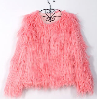 Buy pink Women Bust Shoulder Fur Coat