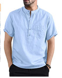 Men's Cotton Linen Solid Color Pocket Shirts