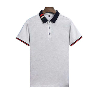 Buy grey Men Short Sleeved Business Polo Shirts