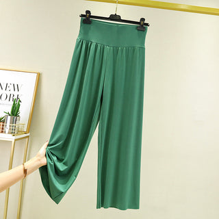 Buy green Cropped High Waist Loose Wide Pants