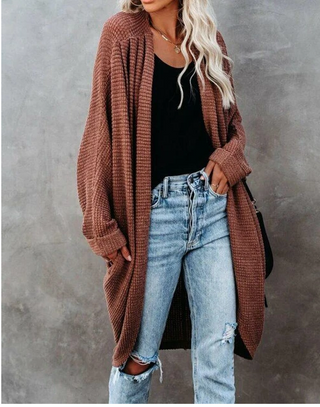 Buy coffee New Loose Knit Cardigan With Large Pockets