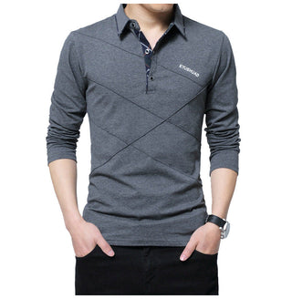 Buy dark-grey Men Long Sleeve Polo Shirt