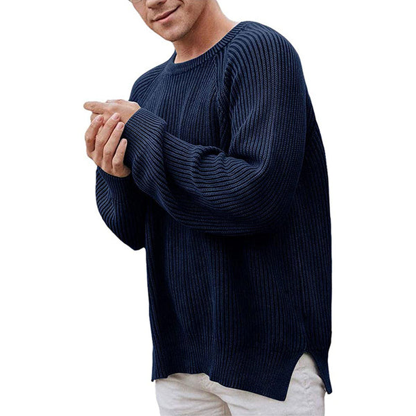 Men Pullover Solid Colored Sweater