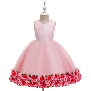 Buy pink Girl Floral Mesh Dress