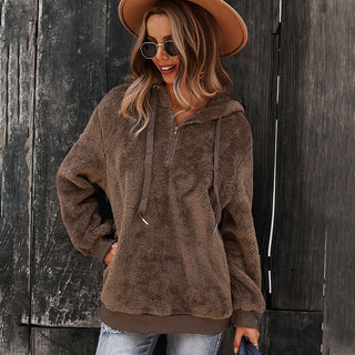 Buy brown Fashion Women&#39;s Warm Loose Solid Color Sweater