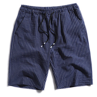 Buy navy-blue Men Middle Waist Striped Shorts