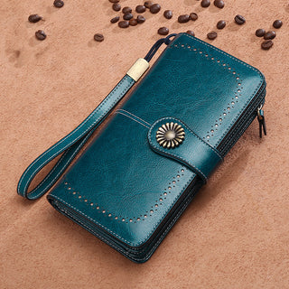 Women Floral Hollow Clutch Leather Wallet