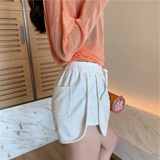 Buy white Thick Cotton Elasticated Waist Shorts